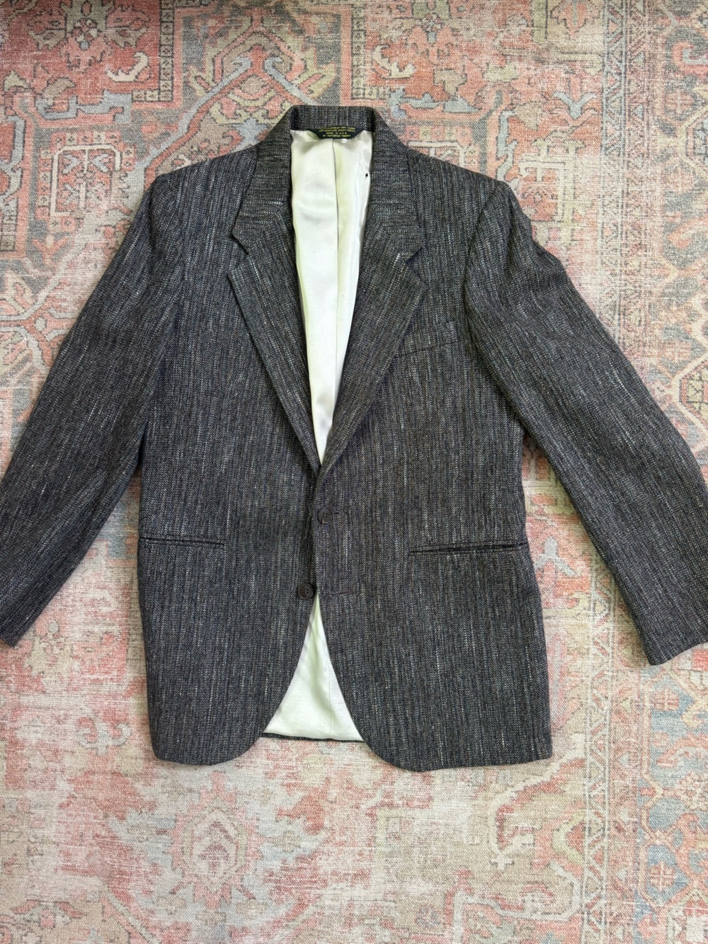 Men's Charcoal Gray Textured Blazer - Classic Two-Button Jacket